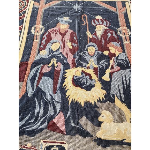 Goodwin Weavers Nativity Christmas Mary Joseph Tapestry Blanket Throw - Picture 6 of 9